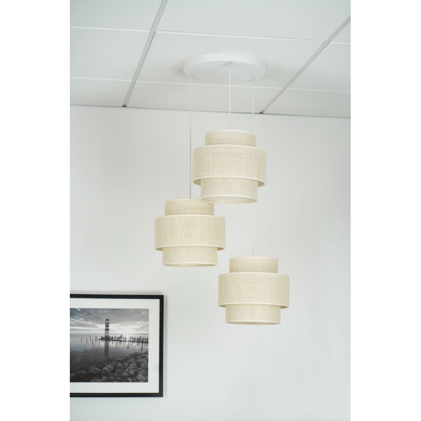 Brilagi - Lampadario a sospensione con filo SPACE YUTE 3xE27/15W/230V color crema/bianco