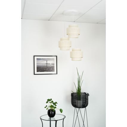 Brilagi - Lampadario a sospensione con filo SPACE YUTE 3xE27/15W/230V color crema/bianco