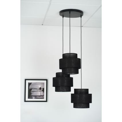 Brilagi - Lampadario a sospensione con filo SPACE YUTE 3xE27/15W/230V nero