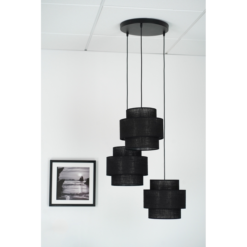 Brilagi - Lampadario a sospensione con filo SPACE YUTE 3xE27/15W/230V nero