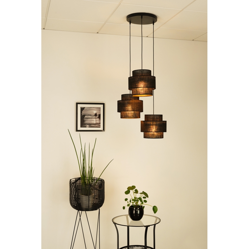 Brilagi - Lampadario a sospensione con filo SPACE YUTE 3xE27/15W/230V nero
