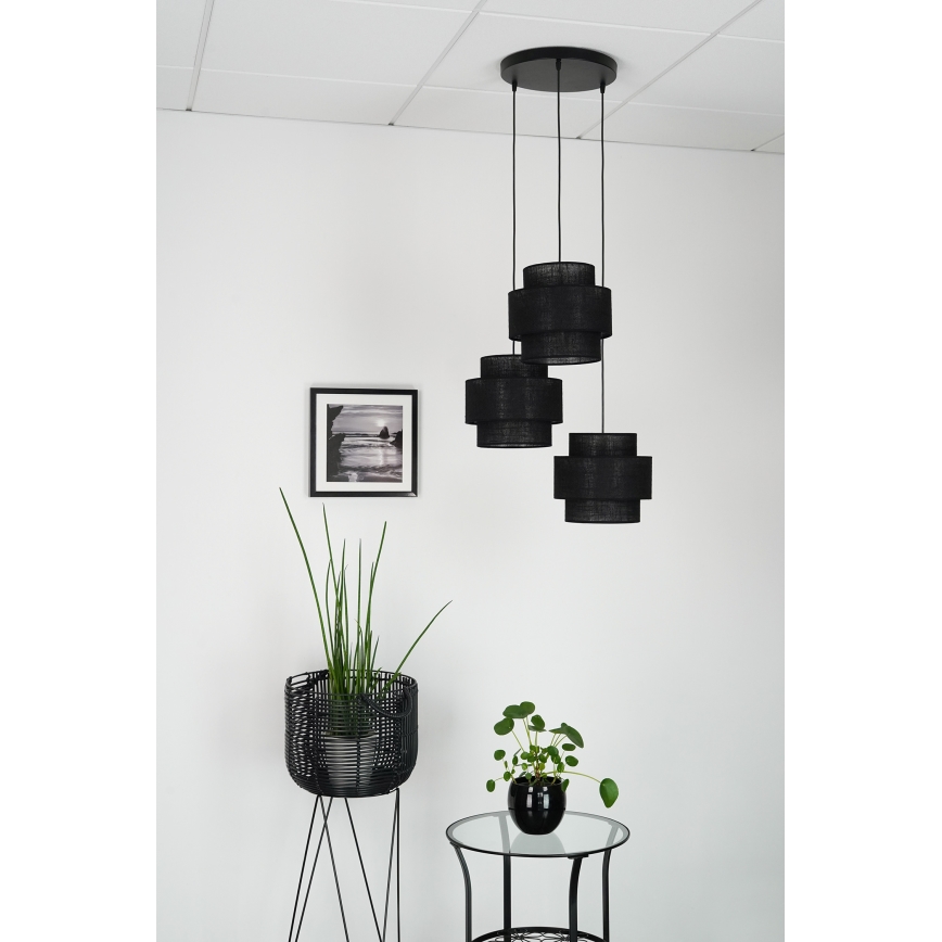 Brilagi - Lampadario a sospensione con filo SPACE YUTE 3xE27/15W/230V nero