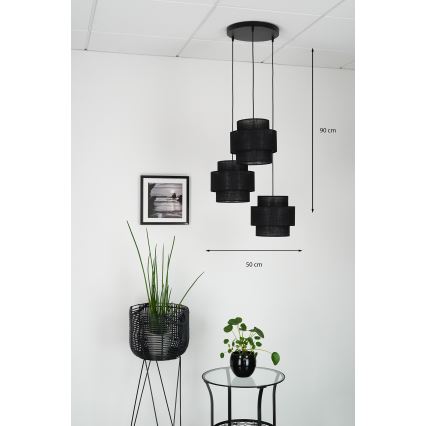 Brilagi - Lampadario a sospensione con filo SPACE YUTE 3xE27/15W/230V nero