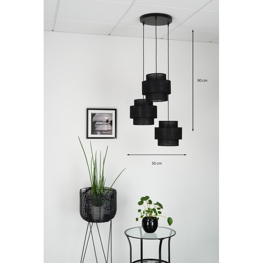 Brilagi - Lampadario a sospensione con filo SPACE YUTE 3xE27/15W/230V nero