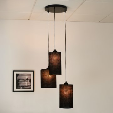 Brilagi - Lampadario a sospensione con filo TUBES 3xE27/15W/230V nero