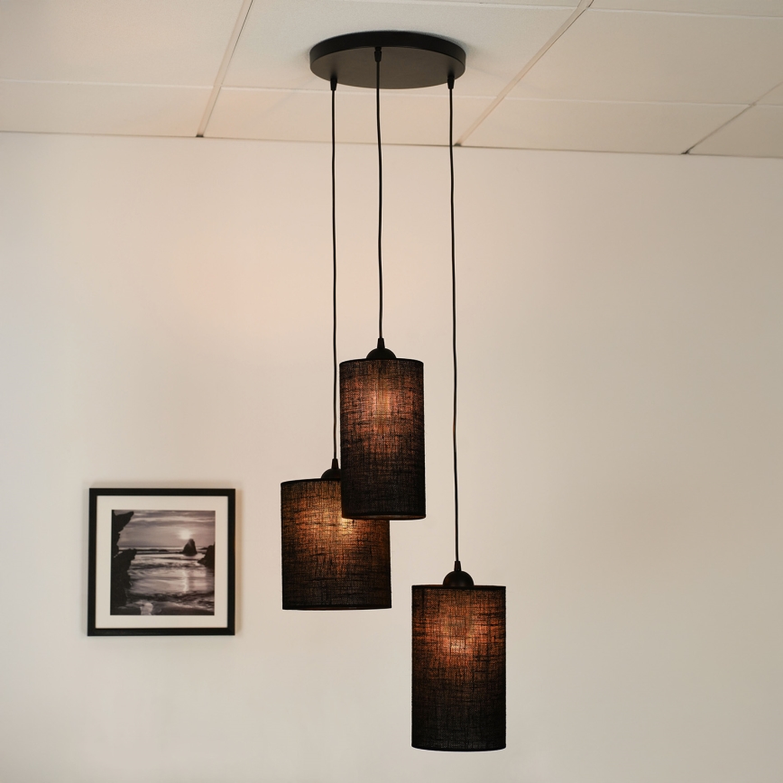Brilagi - Lampadario a sospensione con filo TUBES 3xE27/15W/230V nero