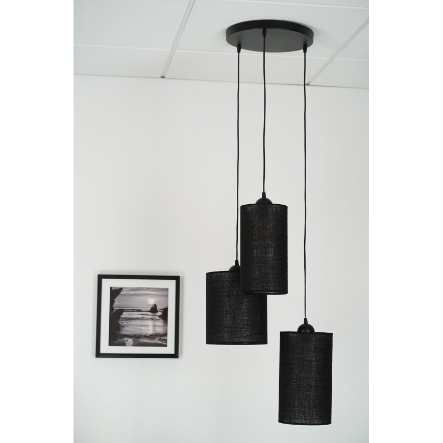 Brilagi - Lampadario a sospensione con filo TUBES 3xE27/15W/230V nero