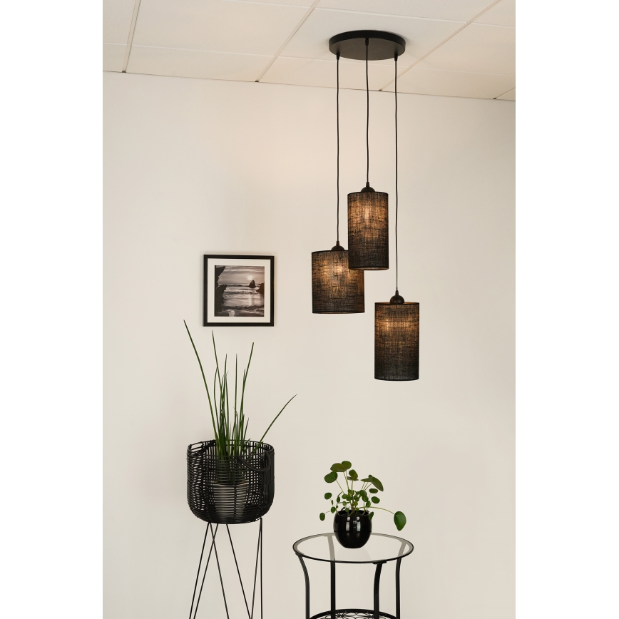 Brilagi - Lampadario a sospensione con filo TUBES 3xE27/15W/230V nero