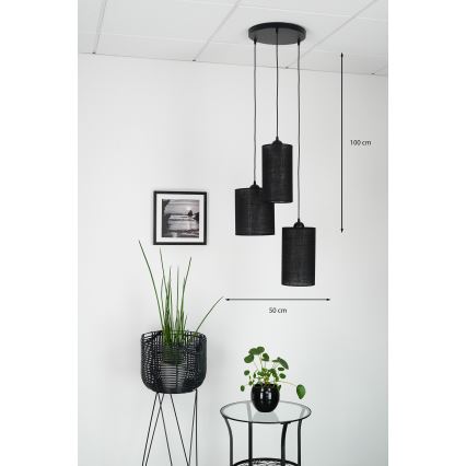 Brilagi - Lampadario a sospensione con filo TUBES 3xE27/15W/230V nero