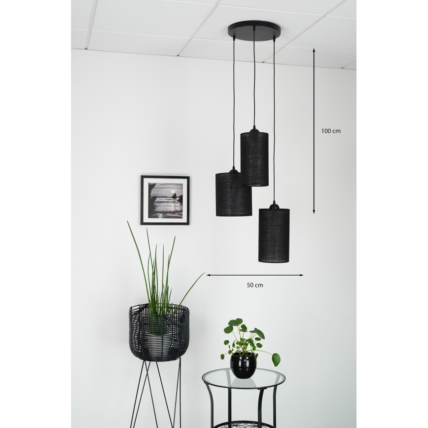 Brilagi - Lampadario a sospensione con filo TUBES 3xE27/15W/230V nero