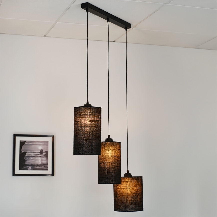 Brilagi - Lampadario a sospensione con filo TUBES 3xE27/15W/230V nero