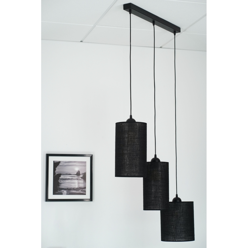 Brilagi - Lampadario a sospensione con filo TUBES 3xE27/15W/230V nero