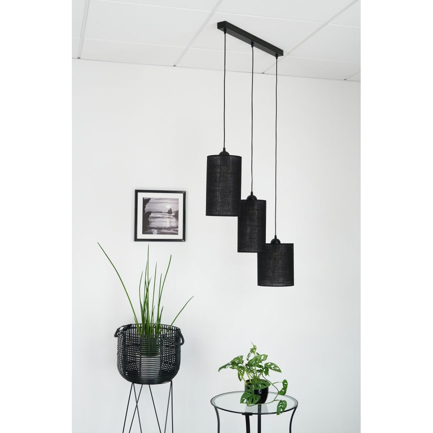 Brilagi - Lampadario a sospensione con filo TUBES 3xE27/15W/230V nero