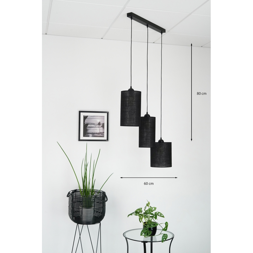Brilagi - Lampadario a sospensione con filo TUBES 3xE27/15W/230V nero