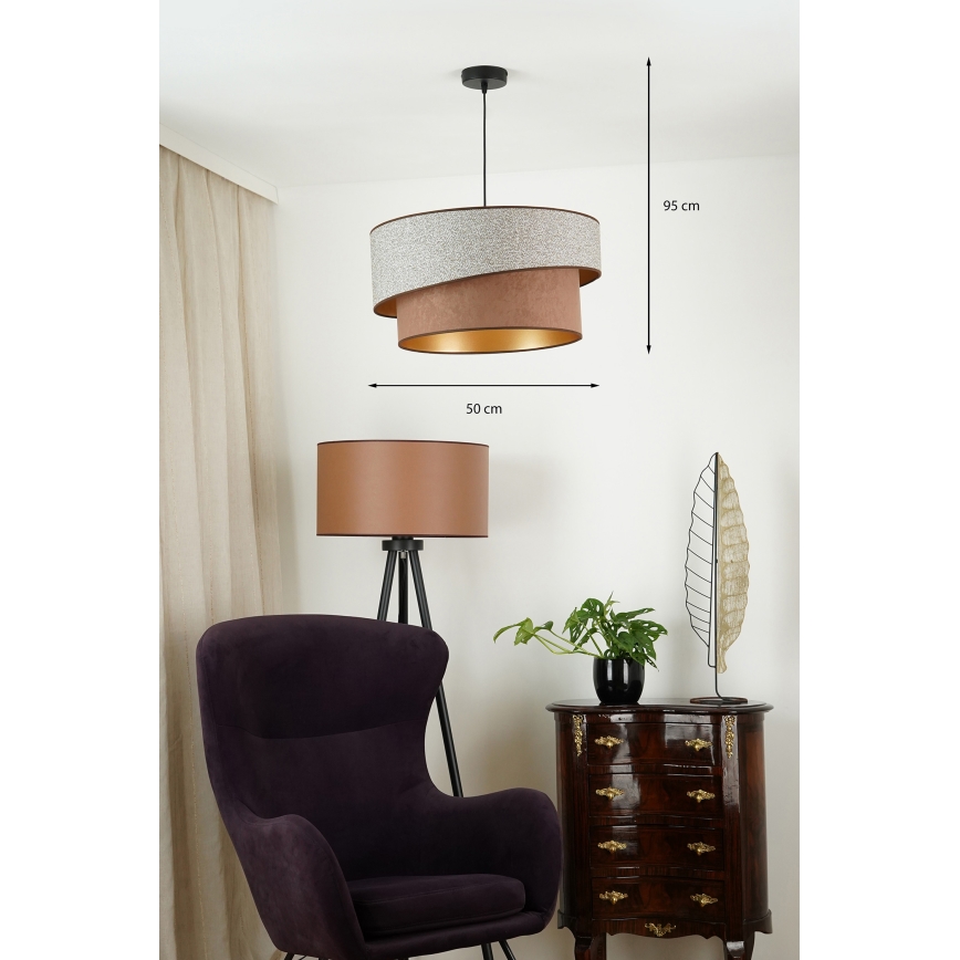 Brilagi - Lampadario a sospensione con filo VEGAS SHINE 1xE27/15W/230V diametro 50 cm grigio/marrone