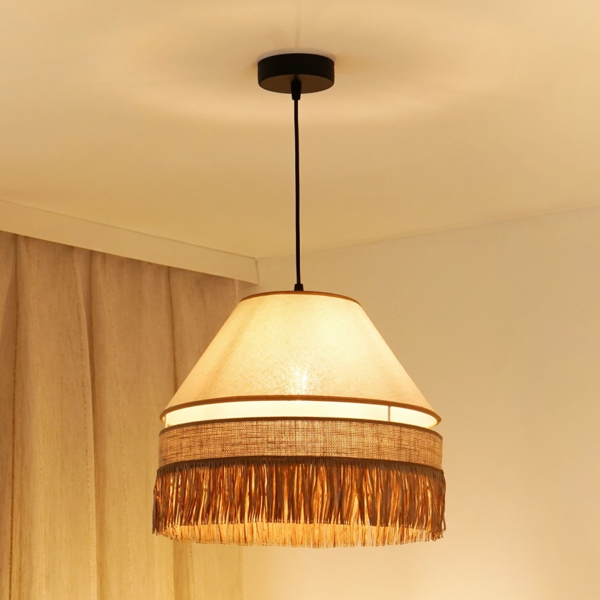 Brilagi - Lampadario a sospensione con filo WINNETOU AVIGNION 1xE27/15W/230V diametro 35 cm marrone/color crema