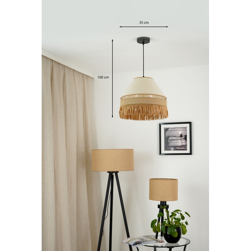 Brilagi - Lampadario a sospensione con filo WINNETOU AVIGNION 1xE27/15W/230V diametro 35 cm marrone/color crema