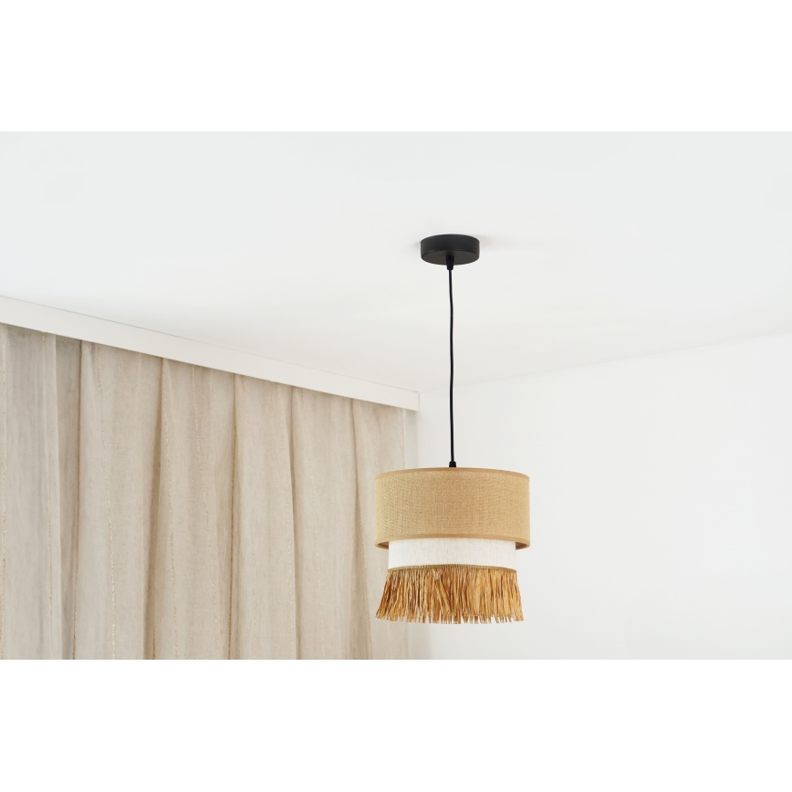 Brilagi - Lampadario a sospensione con filo WINNETOU BOHO 1xE27/15W/230V diametro 25 cm marrone/color crema