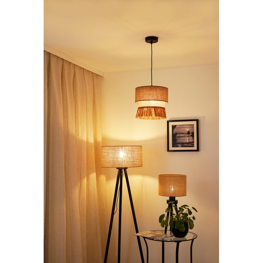 Brilagi - Lampadario a sospensione con filo WINNETOU BOHO 1xE27/15W/230V diametro 25 cm marrone/color crema