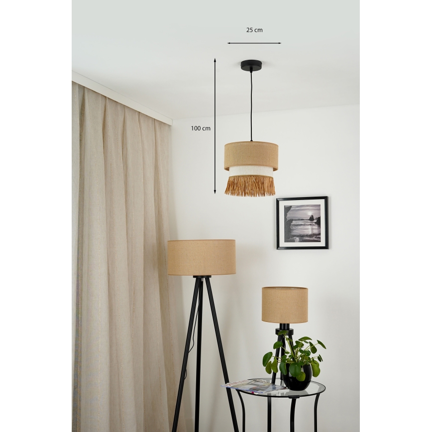 Brilagi - Lampadario a sospensione con filo WINNETOU BOHO 1xE27/15W/230V diametro 25 cm marrone/color crema