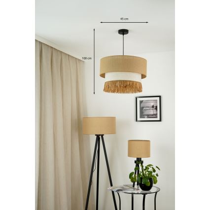 Brilagi - Lampadario a sospensione con filo WINNETOU BOHO 1xE27/15W/230V diametro 45 cm marrone/color crema
