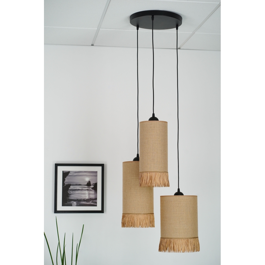 Brilagi - Lampadario a sospensione con filo WINNETOU TUBES 3xE27/15W/230V marrone/nero