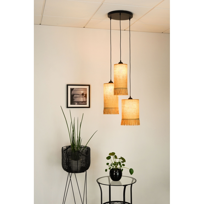 Brilagi - Lampadario a sospensione con filo WINNETOU TUBES 3xE27/15W/230V marrone/nero