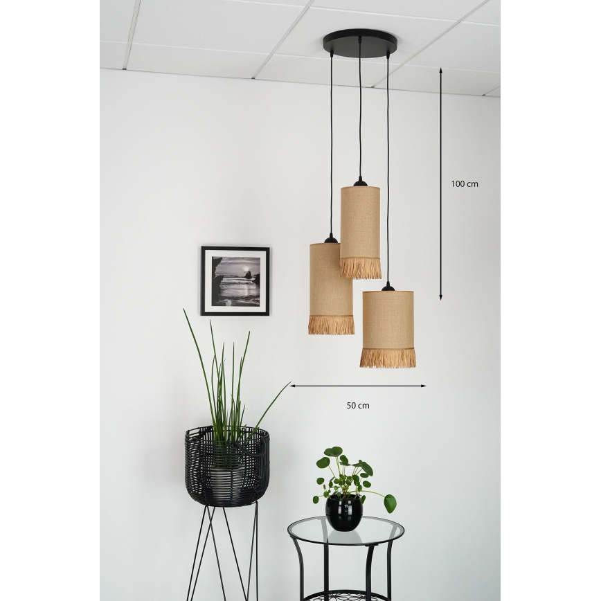 Brilagi - Lampadario a sospensione con filo WINNETOU TUBES 3xE27/15W/230V marrone/nero