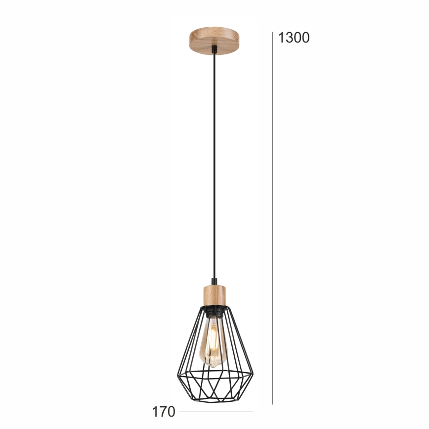 Brilagi - Lampadario a sospensione con filo WOODY BASKET 1xE27/60W/230V quercia