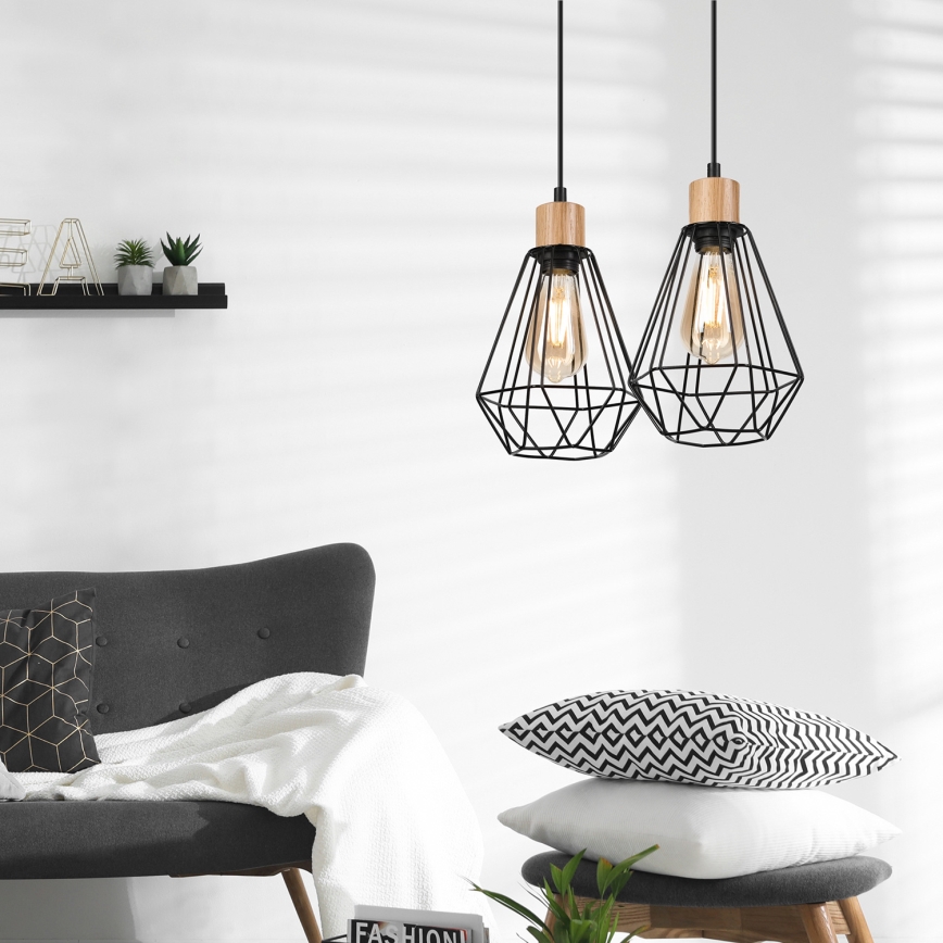 Brilagi - Lampadario a sospensione con filo WOODY BASKET 2xE27/60W/230V quercia