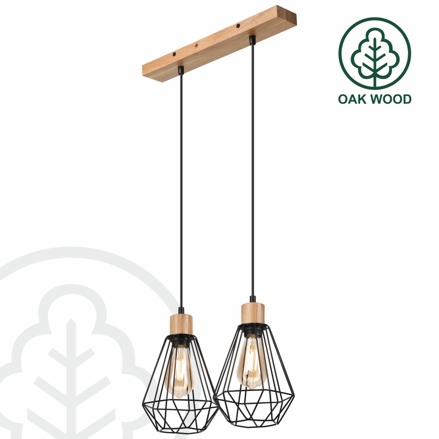 Brilagi - Lampadario a sospensione con filo WOODY BASKET 2xE27/60W/230V quercia