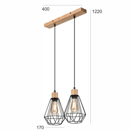 Brilagi - Lampadario a sospensione con filo WOODY BASKET 2xE27/60W/230V quercia