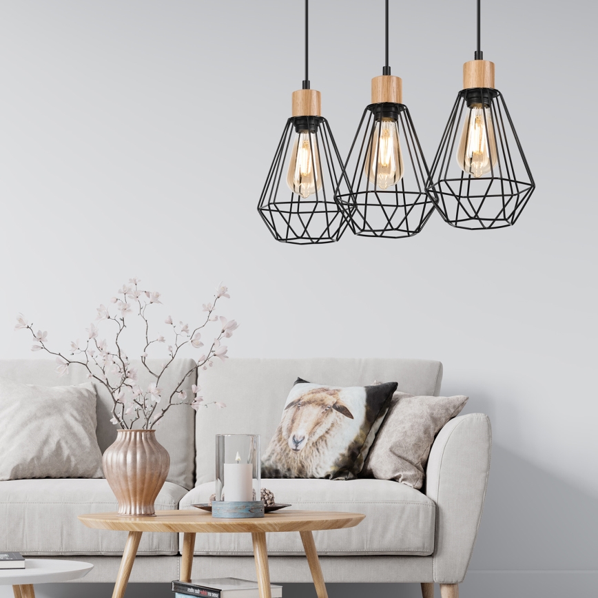 Brilagi - Lampadario a sospensione con filo WOODY BASKET 3xE27/60W/230V quercia
