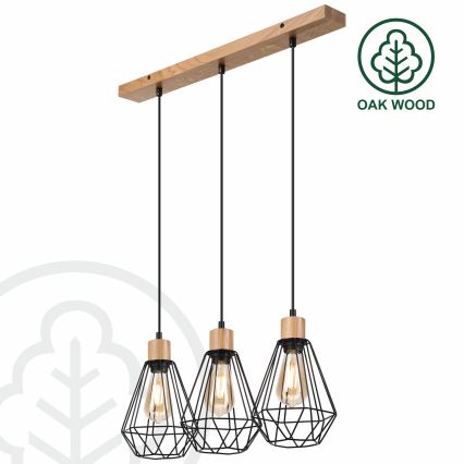 Brilagi - Lampadario a sospensione con filo WOODY BASKET 3xE27/60W/230V quercia