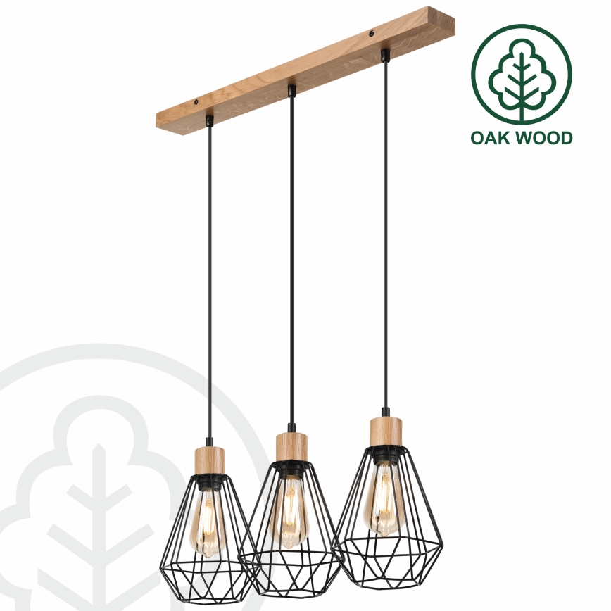 Brilagi - Lampadario a sospensione con filo WOODY BASKET 3xE27/60W/230V quercia