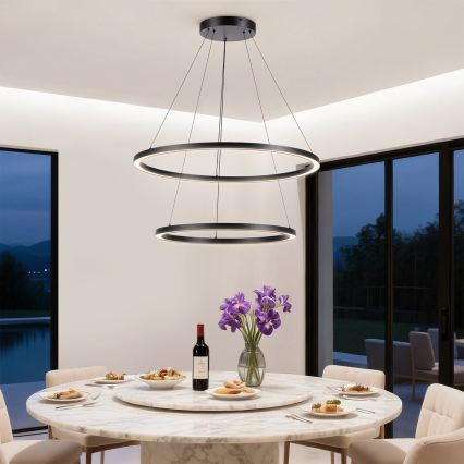 Brilagi - Lampadario LED dimmerabile su cavo PORTOFINO LED/98W/230V 3000-6000K Ø 80 cm nero + telecomando