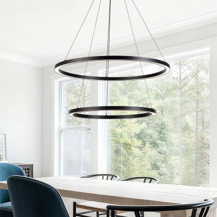 Brilagi - Lampadario LED dimmerabile su cavo PORTOFINO LED/98W/230V 3000-6000K Ø 80 cm nero + telecomando