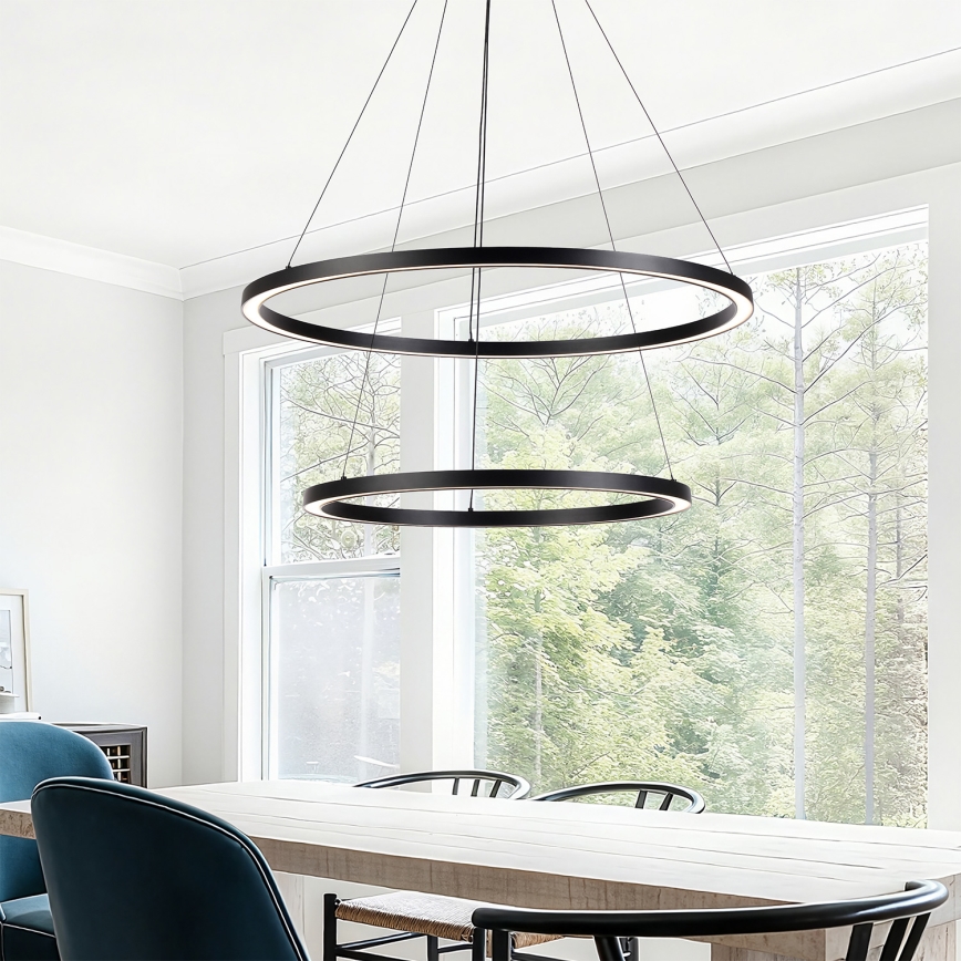 Brilagi - Lampadario LED dimmerabile su cavo PORTOFINO LED/98W/230V 3000-6000K Ø 80 cm nero + telecomando