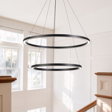 Brilagi - Lampadario LED dimmerabile su cavo PORTOFINO LED/98W/230V 3000-6000K Ø 80 cm nero + telecomando