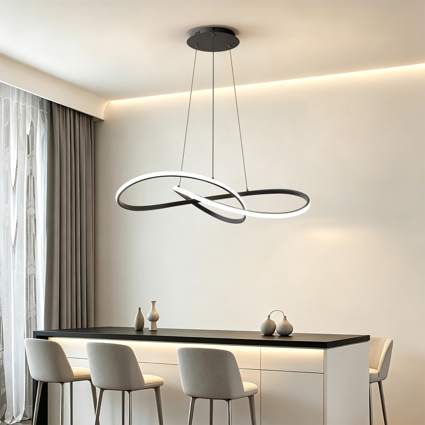 Brilagi - Lampadario dimmerabile a sospensione con cavo INFINITY LED/80W/230V 3000-6000K 80x80 cm nero + telecomando
