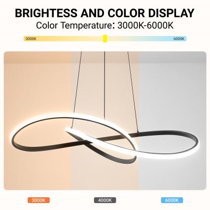 Brilagi - Lampadario dimmerabile a sospensione con cavo INFINITY LED/80W/230V 3000-6000K 80x80 cm nero + telecomando