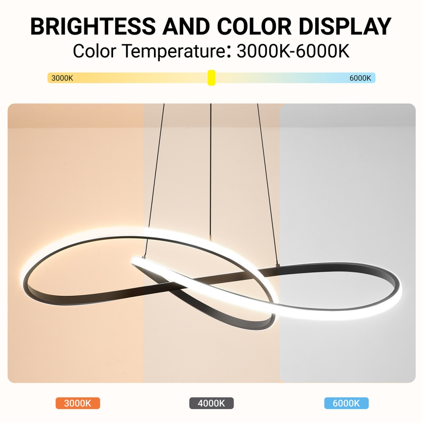 Brilagi - Lampadario dimmerabile a sospensione con cavo INFINITY LED/80W/230V 3000-6000K 80x80 cm nero + telecomando