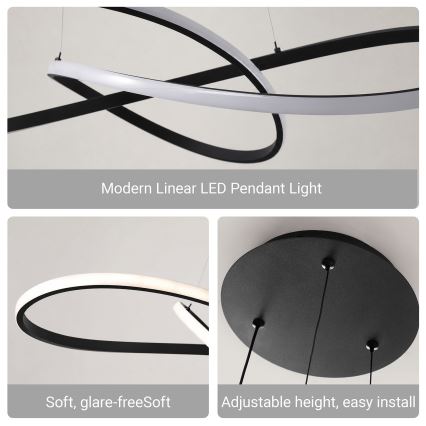 Brilagi - Lampadario dimmerabile a sospensione con cavo INFINITY LED/80W/230V 3000-6000K 80x80 cm nero + telecomando