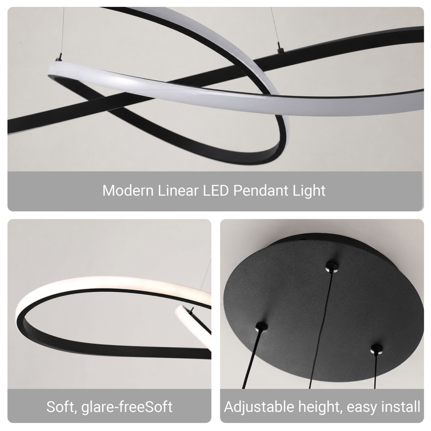 Brilagi - Lampadario dimmerabile a sospensione con cavo INFINITY LED/80W/230V 3000-6000K 80x80 cm nero + telecomando