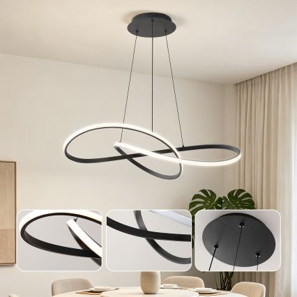 Brilagi - Lampadario dimmerabile a sospensione con cavo INFINITY LED/80W/230V 3000-6000K 80x80 cm nero + telecomando