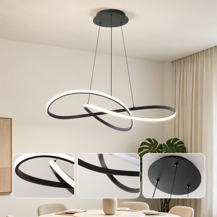 Brilagi - Lampadario dimmerabile a sospensione con cavo INFINITY LED/80W/230V 3000-6000K 80x80 cm nero + telecomando