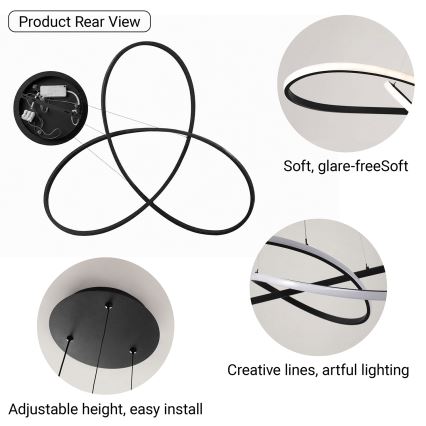 Brilagi - Lampadario dimmerabile a sospensione con cavo INFINITY LED/80W/230V 3000-6000K 80x80 cm nero + telecomando