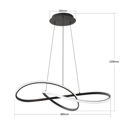 Brilagi - Lampadario dimmerabile a sospensione con cavo INFINITY LED/80W/230V 3000-6000K 80x80 cm nero + telecomando