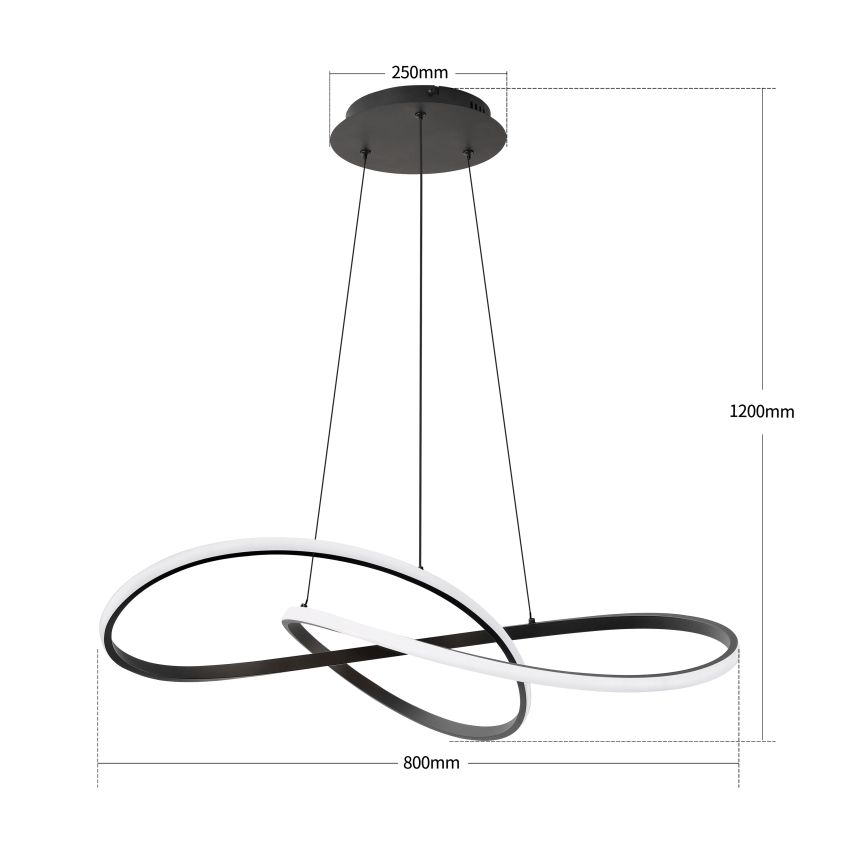Brilagi - Lampadario dimmerabile a sospensione con cavo INFINITY LED/80W/230V 3000-6000K 80x80 cm nero + telecomando