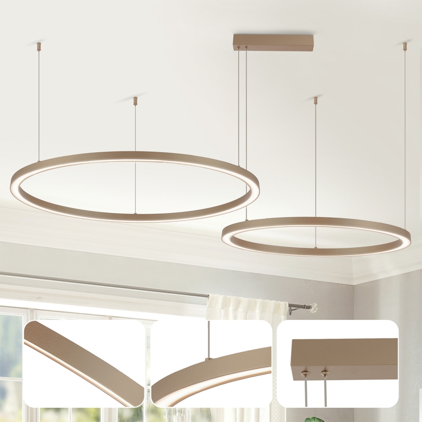 Brilagi - Lampadario LED dimmerabile a sospensione con cavo PORTOFINO LED/98W/230V 3000-6000K beige + telecomando